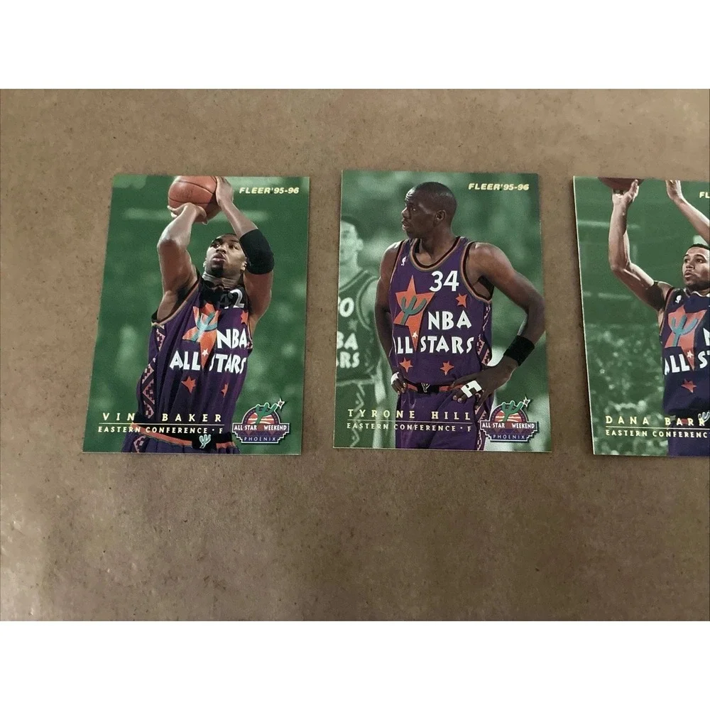 95-96 Fleer All Star Insert 3 Card Lot Payton‎ Malone Ceballos Barros Hill Baker